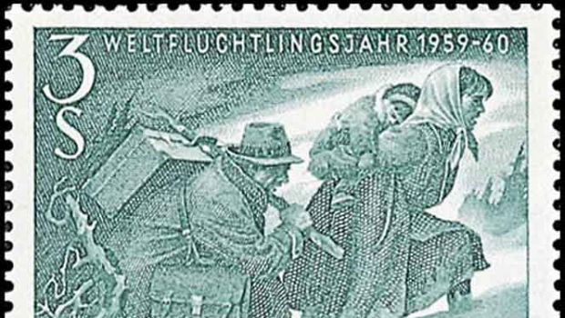Flüchtlinge auf Briefmarken