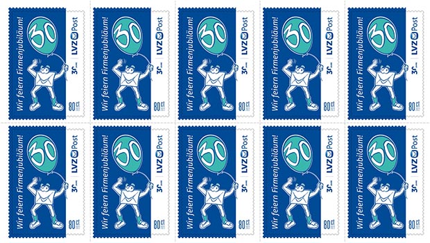 Ein Briefmarke zum Jubilaeum der LVZ Post
